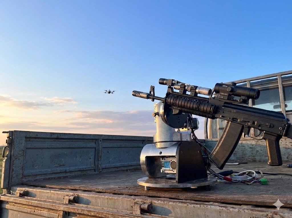 Платформа АК на системе АПК Ловчий для поражения БПЛА